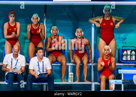 24-07-2019: WK Wasserball: Spanien gegen Ungarn: Gwangju Team Spanien Gwangju Südkorea 24/07/2019 Wasserball W44 ESP - HUN 18. FINA World Aquatics Championships Nambu University Grounds Orange Pictures / Deepbluemedia / Insidefoto Stockfoto