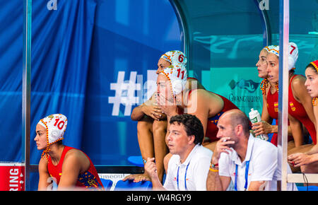 24-07-2019: WK Wasserball: Spanien gegen Ungarn: Gwangju Team Spanien Gwangju Südkorea 24/07/2019 Wasserball W44 ESP - HUN 18. FINA World Aquatics Championships Nambu University Grounds Orange Pictures / Deepbluemedia / Insidefoto Stockfoto