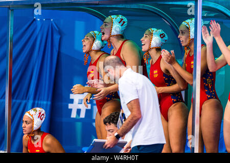 24-07-2019: WK Wasserball: Spanien gegen Ungarn: Gwangju Team Spanien Gwangju Südkorea 24/07/2019 Wasserball W44 ESP - HUN 18. FINA World Aquatics Championships Nambu University Grounds Orange Pictures / Deepbluemedia / Insidefoto Stockfoto