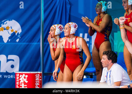 24-07-2019: WK Wasserball: Spanien gegen Ungarn: Gwangju Team Spanien Gwangju Südkorea 24/07/2019 Wasserball W44 ESP - HUN 18. FINA World Aquatics Championships Nambu University Grounds Orange Pictures / Deepbluemedia / Insidefoto Stockfoto