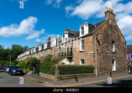 Außenansicht der Reihe der Kolonie stil Reihenhäuser in Stockbridge, Edinburgh, Schottland, Großbritannien Stockfoto