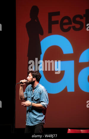 Camaiore, Italien. 24. Juli, 2019. Die italienische Band EX-OTAGO auf der Bühne des Festival gaber in Camaiore. Credit: Stefano Dalle Luche/Pacific Press/Alamy leben Nachrichten Stockfoto