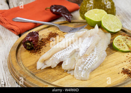 Raw Wittling Filet Stockfoto