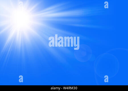 Sonnenstrahlen in einem blauen Himmel Paradies Stockfoto