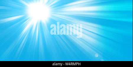 Sonnenstrahlen in einem blauen Himmel Paradies Stockfoto