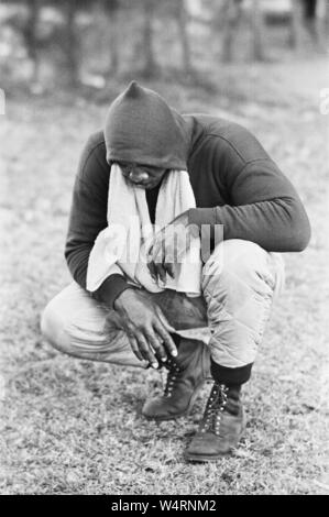 Sonny Liston, World Heavyweight Champion, Ausbildung in Miami, Florida, USA, vor Kämpfen (25 Feb) gegen Muhammad Ali, Cassius Clay, dargestellt 22. Februar 1964. Stockfoto