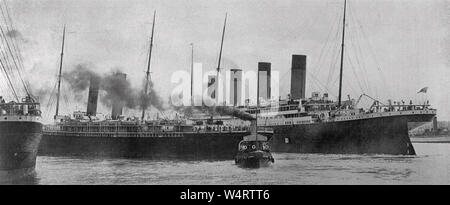 RMS Titanic verlässt Southampton am 10. April 1912. Stockfoto