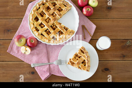 Nahaufnahme der Apple Pie und Gabel auf Platte Stockfoto