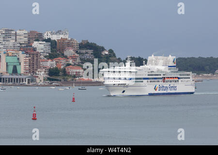 Pont-Aven kommt an Santander aus Plymouth. Stockfoto