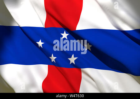 3D-Rendering von Niederländische Antillen Flagge schwenken Stockfoto
