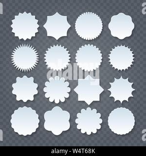 Verschiedene Formen von papercut Preis Aufkleber Verkauf Badge Set auf transparentem Hintergrund. Vector Illustration Stock Vektor