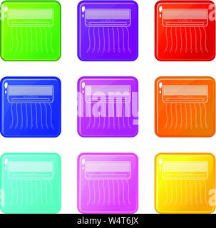 Conditioner Icons Set 9 Colour Collection Stock Vektor