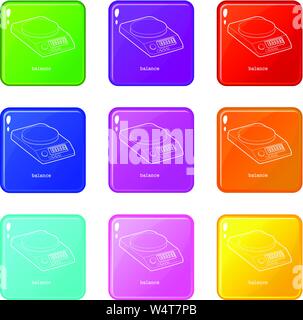 Elektrische Waage Icons Set 9 Colour Collection Stock Vektor