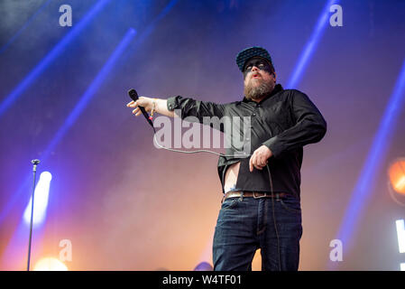 Cheshire, Großbritannien. Juli 2019 21. John Grant führt auf der Hauptbühne an Bluedot Festival, Jodrell Bank Observatory Chesire2019, 2019-07-21 Stockfoto