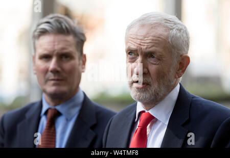 Belgien, Brüssel, am 21. März 2019: Jeremy Corbyn, Führer der Labour Party und Sir Keir Starmer die Teilnahme an der Europäischen Kommission über die Brexit Stockfoto