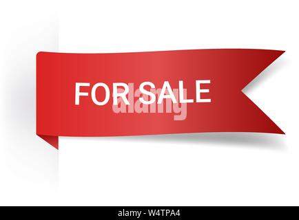 Zum Verkauf realistische Detaillierte gekrümmte Papier Banner. Bänder mit Platz für Text. Auf weissem Hintergrund. Vector Illustration. Designelemente. Eps 10. Stock Vektor