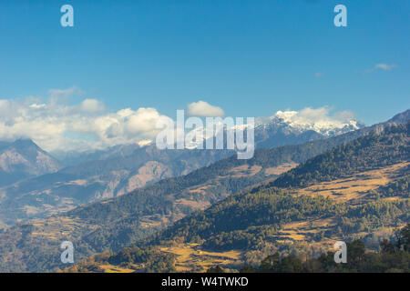 Blick aus den Bergen in Bhutan Stockfoto