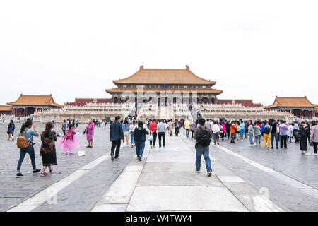 Peking, China - 20. Mai 2018: Einblick in die verbotene Stadt, die ist ein Palast, der Komplex im Zentrum von Peking, China. Stockfoto