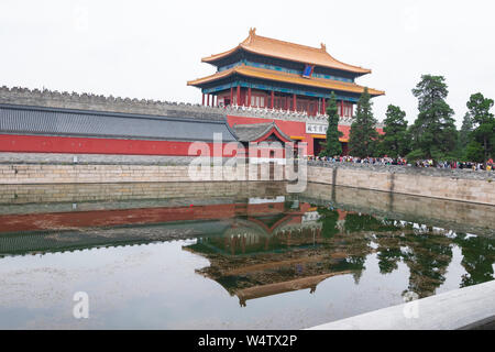 Peking, China - Mai 20, 2018: Der See Blick auf die Verbotene Stadt, die ist ein Palast, der Komplex im Zentrum von Peking, China. Stockfoto