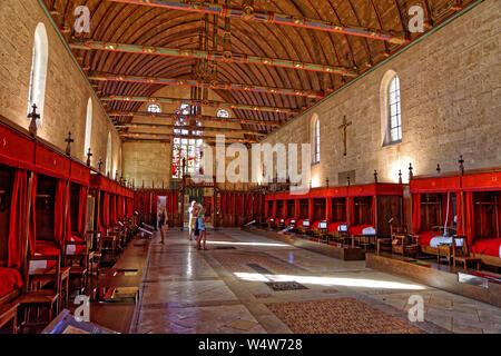 Die alle des Povres" im Hotel Dieu, Hospice de Beaune, Beaune in der Region Burgund in Frankreich. Stockfoto