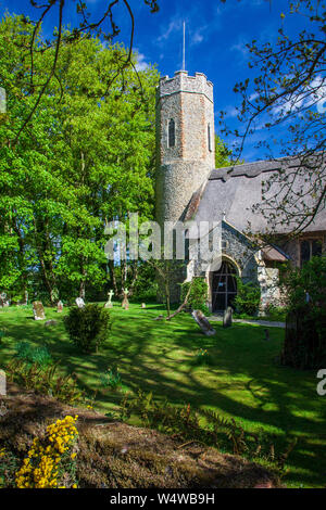 All Saints Church Horsey Norfolk mit runder Turm Stockfoto