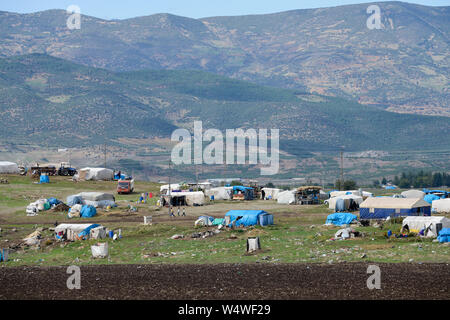 Die Türkei, in der Nähe der syrischen Grenze, syrische Flüchtlinge, inoffizielle Flüchtlingslager Stockfoto