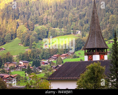 Blick in das Lauterbrunnental. Lauterbrunnen, Schweiz. Stockfoto