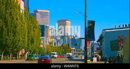 Seattle, Washington, USA (mai 10, 2019) Downtown Seattle, Seattle, eine Mischung von gewerblichen und Wohnimmobilien, öffentlichen ma Stockfoto