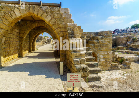 Bleibt der römischen Ära Befestigungsanlagen, in Caesarea National Park, Northern Israel Stockfoto