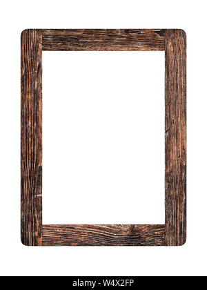 Einfache alte vintage Holz Bilderrahmen auf weißem Hintergrund Stockfoto
