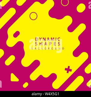 Flache dynamischen wellenförmigen Form mit unregelmäßigen parallel abgerundeten Linien Hintergrund mit geometrischen trendige Formen für Banner, Karte, Plakat, flayer. Linienstil des Stock Vektor