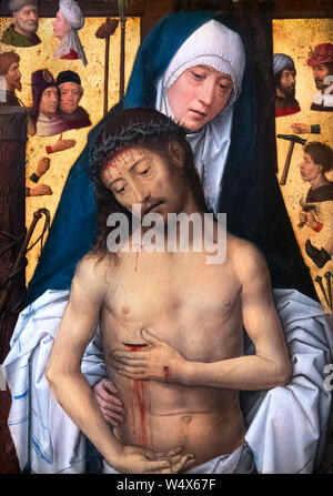 Der Mann der Schmerzen in den Armen der Jungfrau von Hans Memling (c) 1430-1494, Öl und Blattgold auf Holz, c. 1475-9 Stockfoto