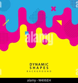 Flache dynamischen wellenförmigen Form mit unregelmäßigen parallel abgerundeten Linien Hintergrund mit geometrischen trendige Formen für Banner, Karte, Plakat, Flyer. Linienstil desi Stock Vektor