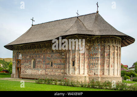 Gemalte Kirche am Kloster Humor, Humorlului, Rumänien Stockfoto