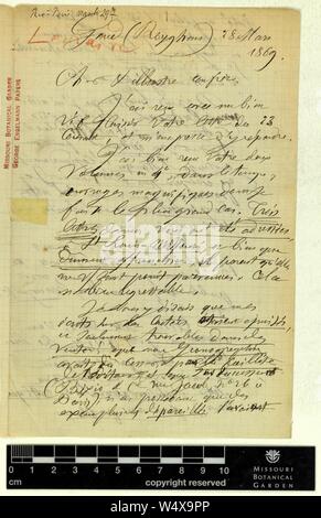 Schriftverkehr - Lemaire (Charles) und Engelmann (George) (Mar 28, 1869 (1)) Stockfoto