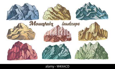 Farbe Berglandschaft Vintage Vektor Stock Vektor