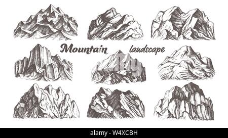 Sammlung Berglandschaft Vintage Vektor Stock Vektor