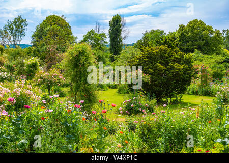 Blühende Claude Monets Garten Clos Normand im Sommer, Giverny, Nomrandy, Frankreich. Stockfoto