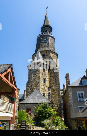 Tour de l'Horloge, Clock Tower, mittelalterlichen Glockenturm von Dinan, Bretagne, Frankreich Stockfoto