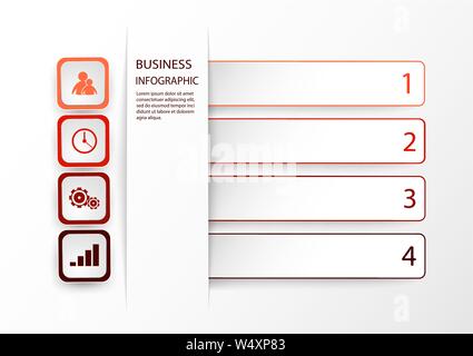 Infografik Vorlage mit 4 Optionen, Stufen oder Prozesse Stock Vektor