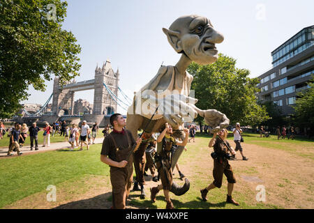 Gnomus - der Hausmeister der Erde bei Potters Felder Park. Team London Bridge Stockfoto