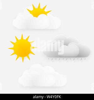 Vektor Wetter Jahreszeit Design, Sonne mit Wolken und Rai. Vector Illustration. Stock Vektor