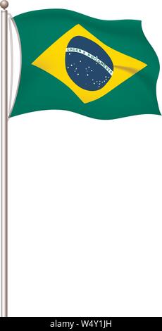 World Flags. Land nationale Flagge Post transparenten Hintergrund. Brasilien. Vector Illustration. Stock Vektor