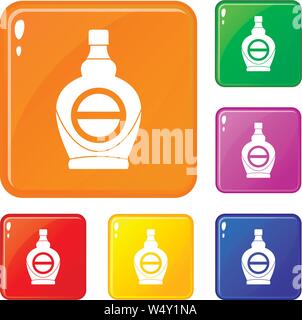 Ahornsirup in Glasflasche Icons Set Vector Farbe Stock Vektor