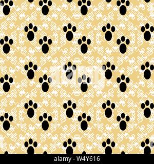 Pfotenabdrücke auf einem schönen Hintergrund Vektor nahtlose Muster Stock Vektor
