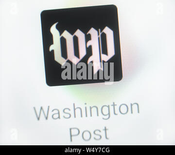 Die Washington Post Zeitung Symbol für die Anwendung auf dem Computer angezeigt. Stockfoto