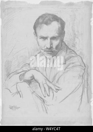 Graviert Portrait von Martin Birnbaum, ein amerikanischer Kunsthändler, Reisender und Schriftsteller, von Albert Sterner, 1915 dargestellt. () Stockfoto