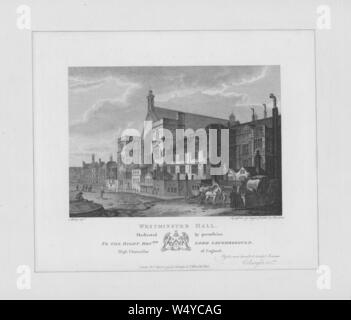 Gravur der Westminster Hall, der älteste Teil des Palace of Westminster am Nordufer der Themse in Westminster, London, England, 1800. Von der New York Public Library. () Stockfoto