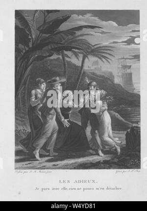 Gravur von Ludwig van Beethovens Les Adieux Sonate", Abschiede, die ich mit ihr gehen, nichts kann mich stoppen', von Jean Michel Moreau, 1806. Von der New York Public Library. () Stockfoto