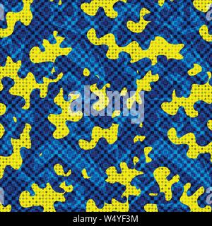 Gelbe Flecken auf einem blauen geometrischen Hintergrund Vector Illustration Stock Vektor